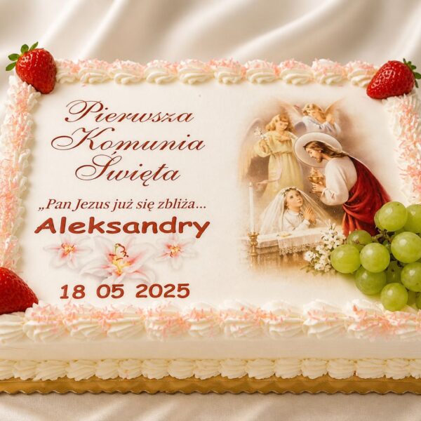 tort na komunie cukiernia kozłowscy